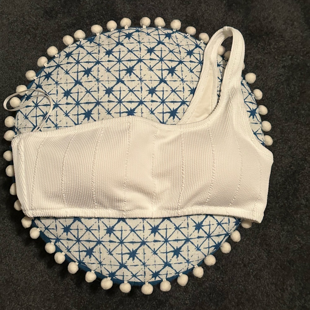 Aerie White ribbed one should bikini top NWT